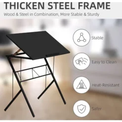 Vinsetto Adjustable Laptop Stand Tilt Writing Desk Workstation W/ Stopper -Office Furniture Store 10092323 5