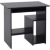 HOMCOM Compact Small Computer Table Wooden Desk Keyboard Tray Storage Black