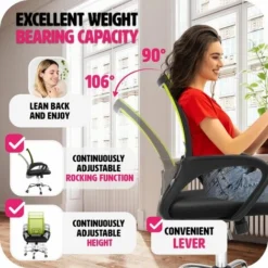 Office Chair Marius - Desk Chair, Computer Chair, Office Swivel Chair - Black/green -Office Furniture Store 11950718 4