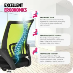 Office Chair Marius - Desk Chair, Computer Chair, Office Swivel Chair - Black/green -Office Furniture Store 11950718 5