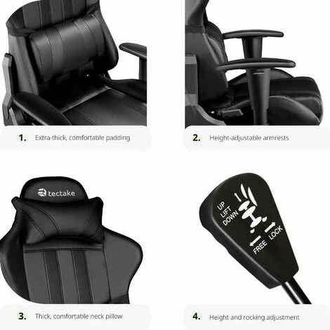 Gaming Chair Premium - Office Chair, Computer Chair, Ergonomic Chair - Black 3 Gaming Chair Premium - Office Chair, Computer Chair, Ergonomic Chair - Black - Image 3