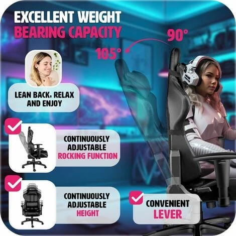 Gaming Chair Premium - Office Chair, Computer Chair, Ergonomic Chair - Black 4 Gaming Chair Premium - Office Chair, Computer Chair, Ergonomic Chair - Black - Image 4