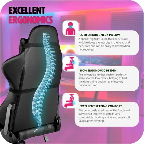 Gaming Chair Premium - Office Chair, Computer Chair, Ergonomic Chair - Black 5 Gaming Chair Premium - Office Chair, Computer Chair, Ergonomic Chair - Black - Image 5