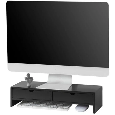 SoBuy Monitor Stand Riser 2 Drawers Computer Screen Riser Desk Organizer Black,BBF02-SCH 1 SoBuy Monitor Stand Riser 2 Drawers Computer Screen Riser Desk Organizer Black,BBF02-SCH