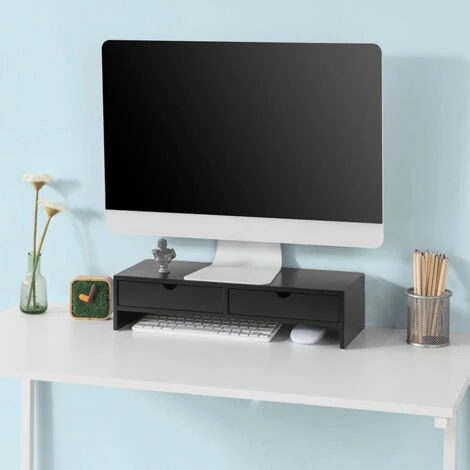 SoBuy Monitor Stand Riser 2 Drawers Computer Screen Riser Desk Organizer Black,BBF02-SCH 5 SoBuy Monitor Stand Riser 2 Drawers Computer Screen Riser Desk Organizer Black,BBF02-SCH - Image 5