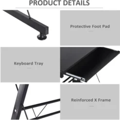 HOMCOM L Shape Desk Straight Corner Table Office Gaming Laminated Sturdy Black -Office Furniture Store 13803491 5