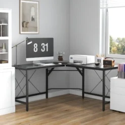HOMCOM Corner L-Shape Desk Computer PC Workstation Writing Table Home Black 7 HOMCOM Corner L-Shape Desk Computer PC Workstation Writing Table Home Black -Office Furniture Store 13939501 3