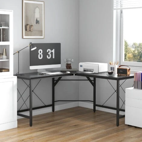 HOMCOM Corner L-Shape Desk Computer PC Workstation Writing Table Home Black 3 HOMCOM Corner L-Shape Desk Computer PC Workstation Writing Table Home Black - Image 3