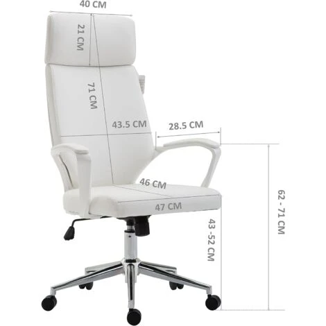 Cherry Tree Furniture High Back Modern Design PU Leather Swivel Office Chair Computer Desk Chair (White) 2 Cherry Tree Furniture High Back Modern Design PU Leather Swivel Office Chair Computer Desk Chair (White) - Image 2