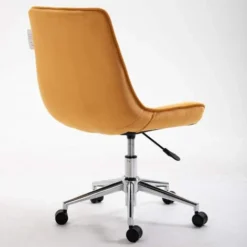 Cherry Tree Furniture Cala Mustard Yellow Colour Velvet Fabric Desk Chair Swivel Chair With Chrome Base -Office Furniture Store 15359144 4
