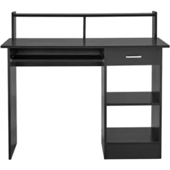 Yaheetech Home Office Computer Desk With Drawers Storage Shelf Keyboard Tray - Black