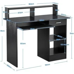 Yaheetech Home Office Computer Desk With Drawers Storage Shelf Keyboard Tray - Black -Office Furniture Store 16067761 4