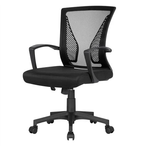 Yaheetech Mid-back Mesh Office Chair Height Adjustable For Students Study, Black 2 Yaheetech Mid-back Mesh Office Chair Height Adjustable For Students Study, Black - Image 2