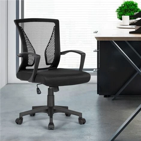 Yaheetech Mid-back Mesh Office Chair Height Adjustable For Students Study, Black 3 Yaheetech Mid-back Mesh Office Chair Height Adjustable For Students Study, Black - Image 3