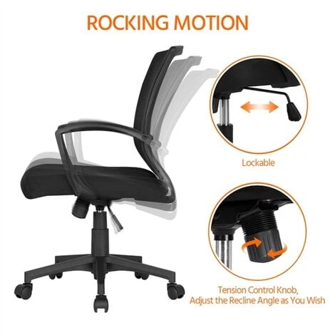 Yaheetech Mid-back Mesh Office Chair Height Adjustable For Students Study, Black 4 Yaheetech Mid-back Mesh Office Chair Height Adjustable For Students Study, Black - Image 4