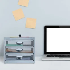 Relaxdays Desk Organiser, 3 Drawers For DIN A4 Files, Letter Tray And Paper Sorter, Mini Chest Of Drawers, Black -Office Furniture Store 16121532 3