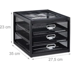 Relaxdays Desk Organiser, 3 Drawers For DIN A4 Files, Letter Tray And Paper Sorter, Mini Chest Of Drawers, Black -Office Furniture Store 16121532 4