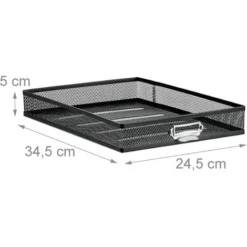 Relaxdays Desk Organiser, 3 Drawers For DIN A4 Files, Letter Tray And Paper Sorter, Mini Chest Of Drawers, Black -Office Furniture Store 16121532 5