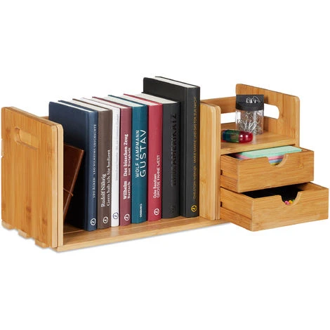 Relaxdays Desk Organizer Bamboo, 2 Drawers, Pull-out Bookshelf, Shelf Tabletop Organiser, HxWxD: 21 X 80.5 X 19 Cm, Natural 1 Relaxdays Desk Organizer Bamboo, 2 Drawers, Pull-out Bookshelf, Shelf Tabletop Organiser, HxWxD: 21 X 80.5 X 19 Cm, Natural