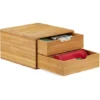 Relaxdays Bamboo Drawer Box, Desk Organiser, Natural Look, Office Stacking Aid, HWD 18 X 30 X 31 Cm, Natural
