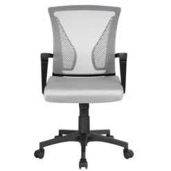 Yaheetech Mid-back Mesh Office Chair Height Adjustable For Students Study, Light Gray
