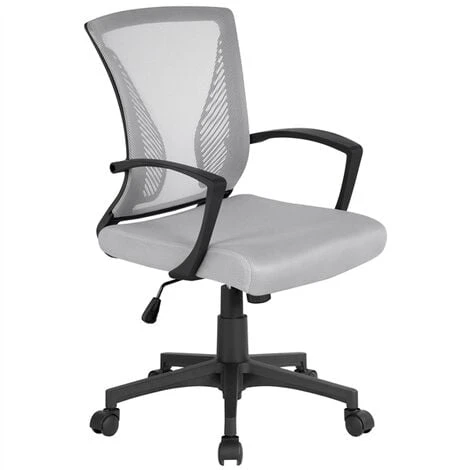 Yaheetech Mid-back Mesh Office Chair Height Adjustable For Students Study, Light Gray 2 Yaheetech Mid-back Mesh Office Chair Height Adjustable For Students Study, Light Gray - Image 2