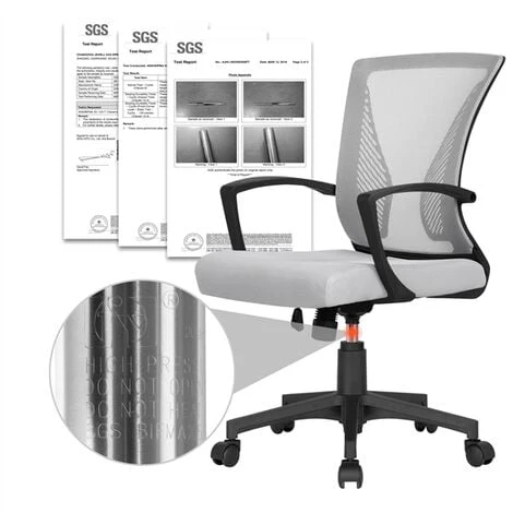 Yaheetech Mid-back Mesh Office Chair Height Adjustable For Students Study, Light Gray 4 Yaheetech Mid-back Mesh Office Chair Height Adjustable For Students Study, Light Gray - Image 4
