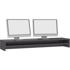 Monitor Stand High Gloss Grey 100x24x13 Cm Engineered Wood VidaXL -Office Furniture Store 16970013 4