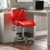 Geo Office Chair Faux Leather Adjustable Computer Desk Chair Padded Swivel Seat, Red