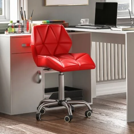 Geo Office Chair Faux Leather Adjustable Computer Desk Chair Padded Swivel Seat, Red 1 Geo Office Chair Faux Leather Adjustable Computer Desk Chair Padded Swivel Seat, Red