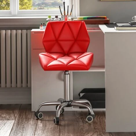 Geo Office Chair Faux Leather Adjustable Computer Desk Chair Padded Swivel Seat, Red 3 Geo Office Chair Faux Leather Adjustable Computer Desk Chair Padded Swivel Seat, Red - Image 3