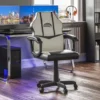 Comet Gaming Chair Office Faux Leather Computer Desk Recliner Swivel Seat, White & Black