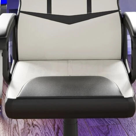 Comet Gaming Chair Office Faux Leather Computer Desk Recliner Swivel Seat, White & Black 4 Comet Gaming Chair Office Faux Leather Computer Desk Recliner Swivel Seat, White & Black - Image 4