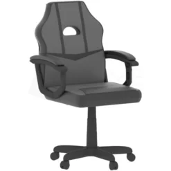 Comet Gaming Chair Office Faux Leather Computer Desk Recliner Swivel Seat, Grey & Black -Office Furniture Store 17767060 5