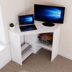 Hetton Corner Computer Desk 2 Shelf PC Workstation Shelves Storage Home Office Table, White 7 Hetton Corner Computer Desk 2 Shelf PC Workstation Shelves Storage Home Office Table, White -Office Furniture Store 17767065 3