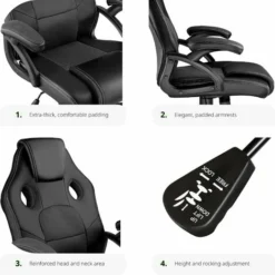 Gaming Chair - Racing Mike - Office Chair, Computer Chair, Ergonomic Chair - Black -Office Furniture Store 17886925 3