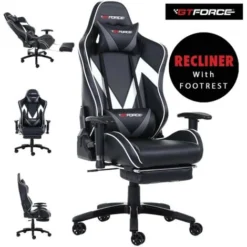 GTFORCE FORMULA GREY LEATHER RACING SPORTS OFFICE CHAIR IN BLACK AND GREY