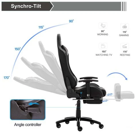 GTFORCE FORMULA GREY LEATHER RACING SPORTS OFFICE CHAIR IN BLACK AND GREY 2 GTFORCE FORMULA GREY LEATHER RACING SPORTS OFFICE CHAIR IN BLACK AND GREY - Image 2