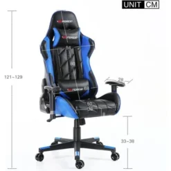 GTFORCE PRO GT LEATHER RACING SPORTS OFFICE CHAIR IN BLACK AND BLUE -Office Furniture Store 18220794 3