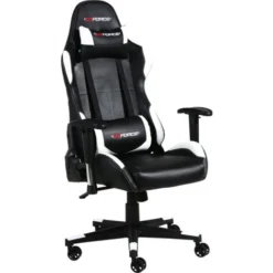 GTFORCE PRO GT LEATHER RACING SPORTS OFFICE CHAIR IN BLACK AND WHITE
