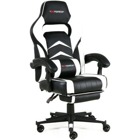 GTFORCE TURBO WHITE LEATHER RACING SPORTS OFFICE CHAIR IN BLACK AND BLUE 2 GTFORCE TURBO WHITE LEATHER RACING SPORTS OFFICE CHAIR IN BLACK AND BLUE - Image 2