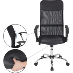 Ergonomic Mesh Office Chair 110 Kg Adjustable Height Computer Desk High Back Breathable Padded Rocker Seat Home Work Swivel White Black Black 7 Ergonomic Mesh Office Chair 110 Kg Adjustable Height Computer Desk High Back Breathable Padded Rocker Seat Home Work Swivel White Black Black -Office Furniture Store 18381439 3