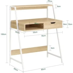 SoBuy Home Office Table Desk Computer Desk Workstation With Storage Shelf,FWT63-N -Office Furniture Store 18631053 3