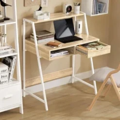 SoBuy Home Office Table Desk Computer Desk Workstation With Storage Shelf,FWT63-N -Office Furniture Store 18631053 4