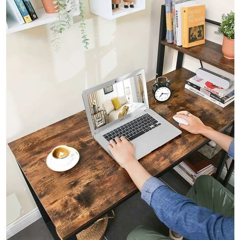 VASAGLE Computer Desk, 120 Cm Writing Desk With Storage Shelves On Left Or Right, Stable, Easy Assembly, For Home Office, Industrial Style, Rustic Brown And Black By SONGMICS LWD48X 4 VASAGLE Computer Desk, 120 Cm Writing Desk With Storage Shelves On Left Or Right, Stable, Easy Assembly, For Home Office, Industrial Style, Rustic Brown And Black By SONGMICS LWD48X - Image 4