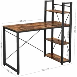 VASAGLE Computer Desk, 120 Cm Writing Desk With Storage Shelves On Left Or Right, Stable, Easy Assembly, For Home Office, Industrial Style, Rustic Brown And Black By SONGMICS LWD48X 9 VASAGLE Computer Desk, 120 Cm Writing Desk With Storage Shelves On Left Or Right, Stable, Easy Assembly, For Home Office, Industrial Style, Rustic Brown And Black By SONGMICS LWD48X -Office Furniture Store 19847781 5