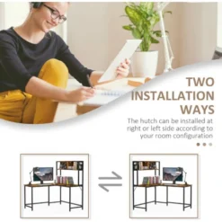 HOMCOM Industrial L-Shaped Work Desk & Storage Shelf Steel Frame Adjustable Feet -Office Furniture Store 20487971 5