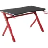 HOMCOM Gaming Desk Computer Table W/ LED Light, Cup Holder Headphone Hook Red