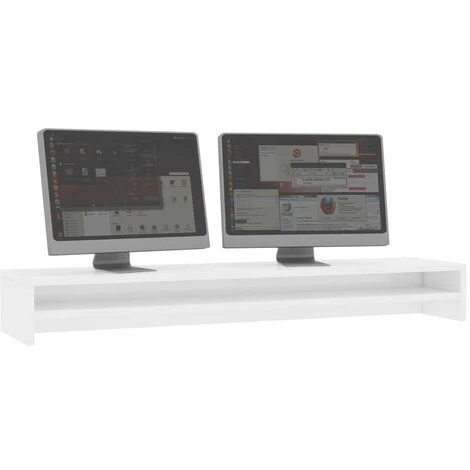 Hommoo Monitor Stand High Gloss White 100x24x13 Cm Chipboard VD31368 3 Hommoo Monitor Stand High Gloss White 100x24x13 Cm Chipboard VD31368 - Image 3