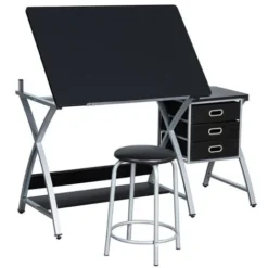 Yaheetech Drawing Desk W/Stool Adjustable Drafting Table